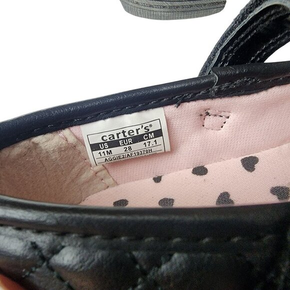 Carter's Black Quilted Patent Mary Janes Dress Shoes Little Girls 11 - Picture 8 of 10